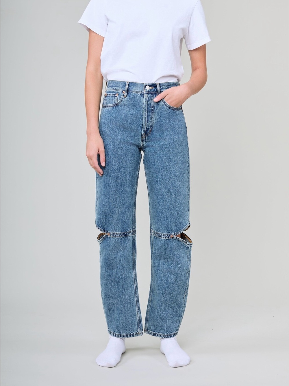Still Here Cowgirl Jeans Classic Blue Curved Leg